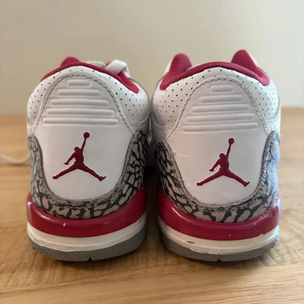 Nike Air Jordan 3 Retro Shoes Kids Size 1Y  White‎ Cardinal Red AJ3 429487-126